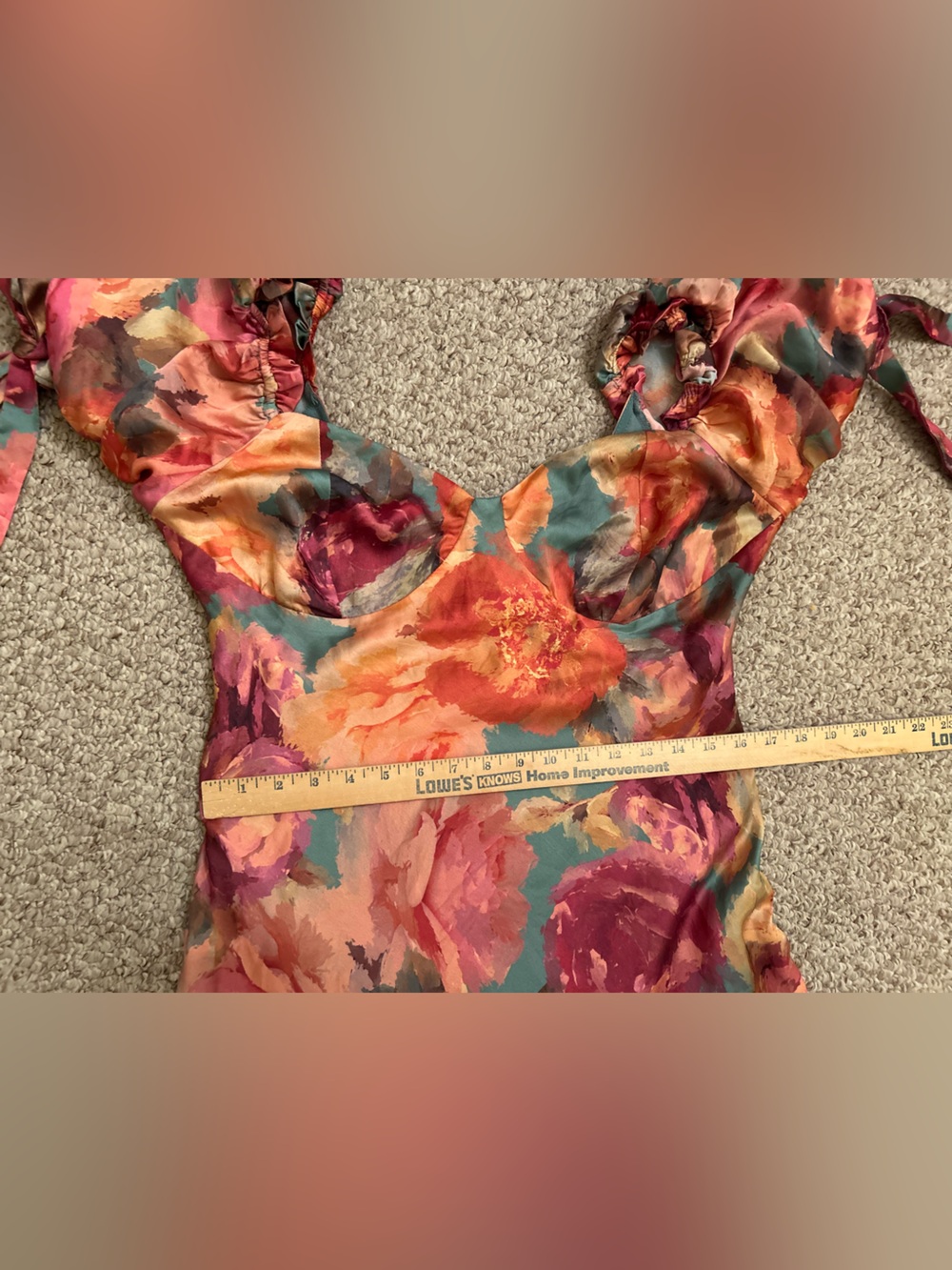 Anthropologie Dress Forum Maxi Silky Puffy Sleeves with bows Floral dress size L - Picture 7 of 9